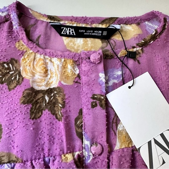 NWT ZARA MULTICOLOR FLORAL PRINT TOP / BLOUSE - NWT - Picture 9 of 10